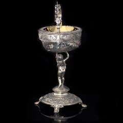 Серебряная икорница «Амур» с морской раковиной Galiotis