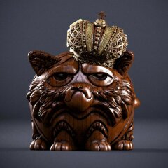 Авторская фигурка из дерева «Тигрёнок царь»