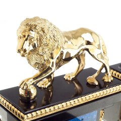 Кабинетный набор «Лев» с часами из натурального камня лазурит