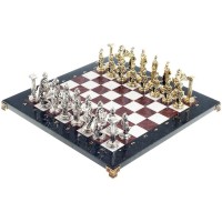 Подарочные шахматы «Восточные» с бронзовыми фигурами на каменной доске (лемезит, змеевик, мрамор)