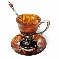 Чайная чашка из янтаря «Императрица» с жемчугом