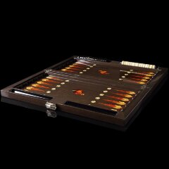 Подарочные нарды «Леопард» из морёного дуба с янтарной мозаикой