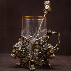 Подарочный подстаканник «Лев» с художественным литьём