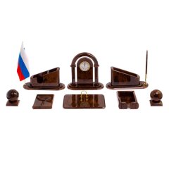 Настольный органайзер «Гренада» из камня коричневый обсидиан