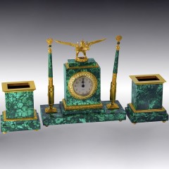Настольные часы органайзер «Министр» из малахита в подарок руководителю