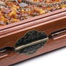 Нарды деревянные резные «Самурай и Гейша» с янтарной мозаикой ручной работы