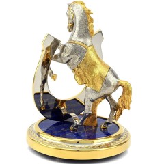 Сувенирная лошадь с подковой «На удачу» на лазурите в подарочной упаковке