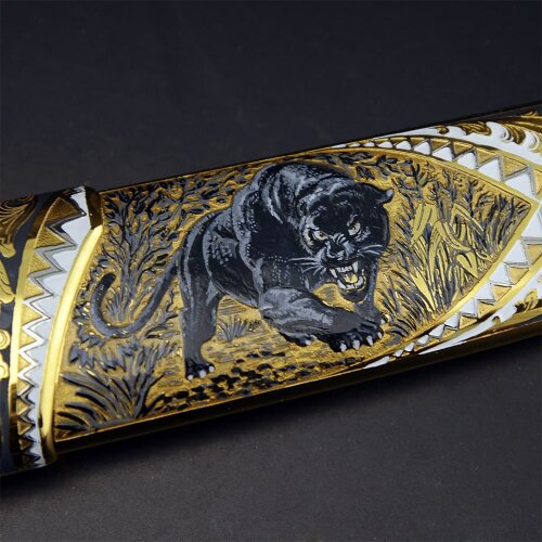 Подарочный нож «Пантера» из дамасской стали в подарок охотнику