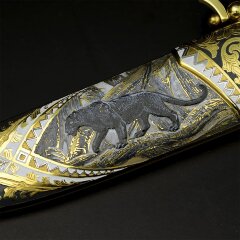 Подарочный нож «Пантера» из дамасской стали в подарок охотнику