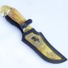 Охотничий нож «Орёл» с дамасским клинком в кожаных ножнах