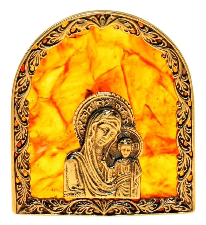 Икона из янтаря «Богородица»