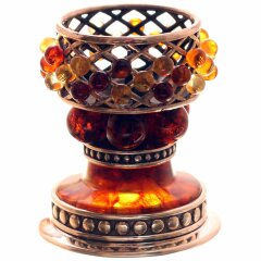 Янтарный подсвечник из серебра «Солнышко»