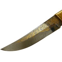 Подарочный нож «Орёл» с позолоченным клинком из дамасской стали