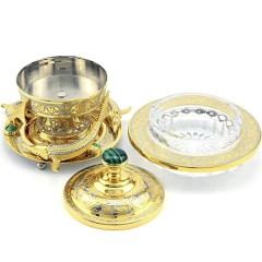 Позолоченная икорница «Три рыбки» станет отличным подарком на свадьбу