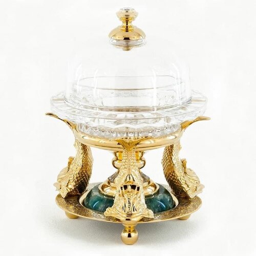 Позолоченная икорница «Три рыбки»