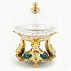 Позолоченная икорница «Три рыбки»