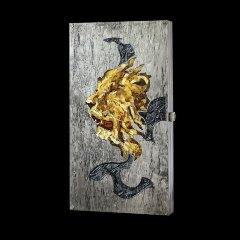 Подарочные нарды «Лев» из карельской берёзы и янтаря