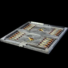 Подарочные нарды «Лев» из карельской берёзы и янтаря