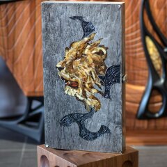 Подарочные нарды «Лев» из карельской берёзы и янтаря