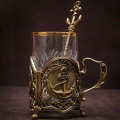 Подарочный подстаканник «Якорь» с художественным литьём