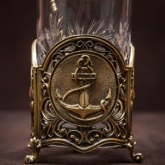 Подарочный подстаканник «Якорь» с художественным литьём