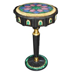 Каменный стол «Витраж» (малахит, долерит, лазурит, родонит) для интерьера дома