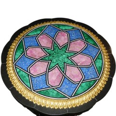 Каменный стол «Витраж» (малахит, долерит, лазурит, родонит) для интерьера дома