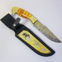 Коллекционный нож «Орёл» с дамасским клинком в украшенных ножнах