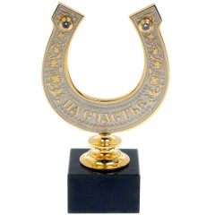 Настольный сувенир «Подкова на счастье» на камне нефрит в подарок родным