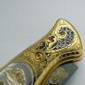 Позолоченный складной нож «Глухарь» из дамасской стали