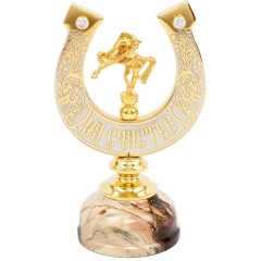 Сувенирная подкова «На счастье» с фигуркой лошади на яшме