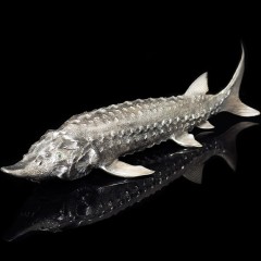 Набор для икры «Осётр» (икорница, ложка серебро) к праздничному столу