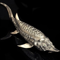 Набор для икры «Осётр» (икорница, ложка серебро) к праздничному столу