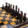 Деревянные складные шахматы «Антик» с фигурами из янтаря