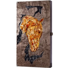 Янтарные нарды «Конь» из карельской берёзы в подарок другу