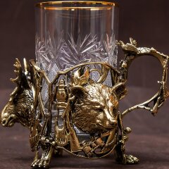 Подарочный подстаканник «Охотник» с художественным литьём