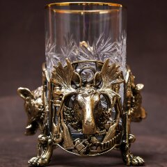 Подарочный подстаканник «Охотник» с художественным литьём