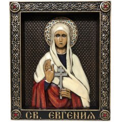 Именная икона «Преподобномученица Евгения Римская» с кристаллами Сваровски