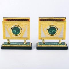 Настольный набор органайзер с часами «Лев» из малахита в подарок руководителю