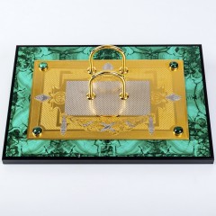 Настольный набор органайзер с часами «Лев» из малахита в подарок руководителю