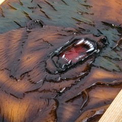 Нарды деревянные ручной работы «Волк и Медведь» с янтарём в подарок мужчине