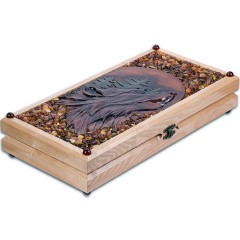 Нарды деревянные ручной работы «Волк и Медведь» с янтарём в подарок мужчине