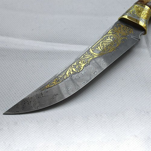 Подарочный нож «Пантера» с дамасским клинком в кожаном чехле