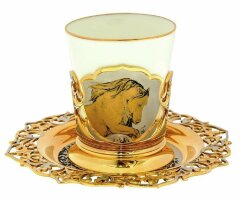 Кофейный набор чашка с блюдцем лошадка «Мустанг»