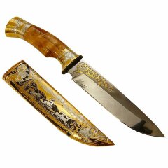 Коллекционный нож «Олень» на резной подставке