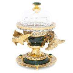 Позолоченная икорница «Осётр» (нефрит)