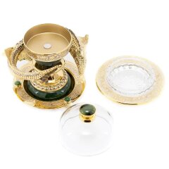 Позолоченная икорница «Осётр» (нефрит)