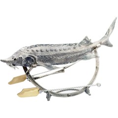 Серебряная икорница «Осётр» в подарочном футляре к праздничному столу