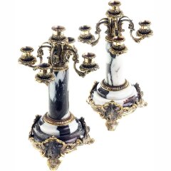 Декоративные канделябры из бронзы «Барокко» на натуральном камне
