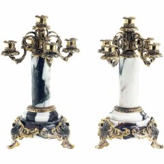 Декоративные канделябры из бронзы «Барокко» на натуральном камне